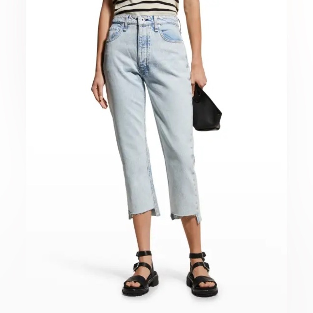 Rag & Bone 32 Nina High Rise Shorty Cigarette Jeans Button Fly Cropped Raw New